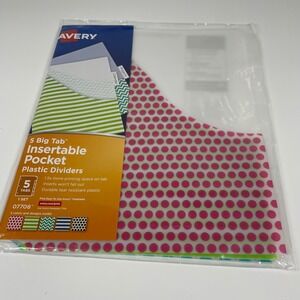 Avery Big Tab Insertable Pocket Plastic Dividers 5-Tab Set Multicolor 07708